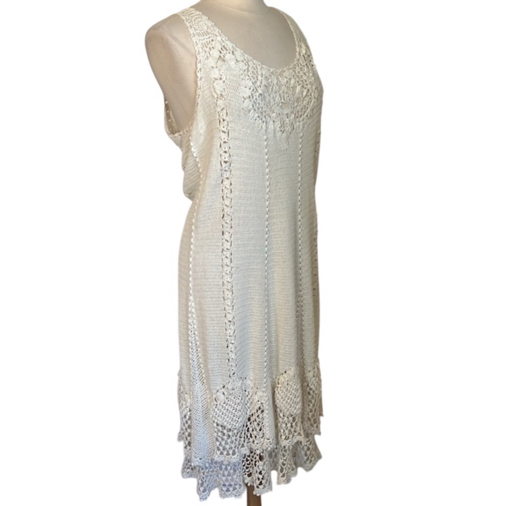 Polo Ralph Lauren Ivory Hand crafted Crochet Romantic Dress ruffle hem Size XL - Picture 3 of 17